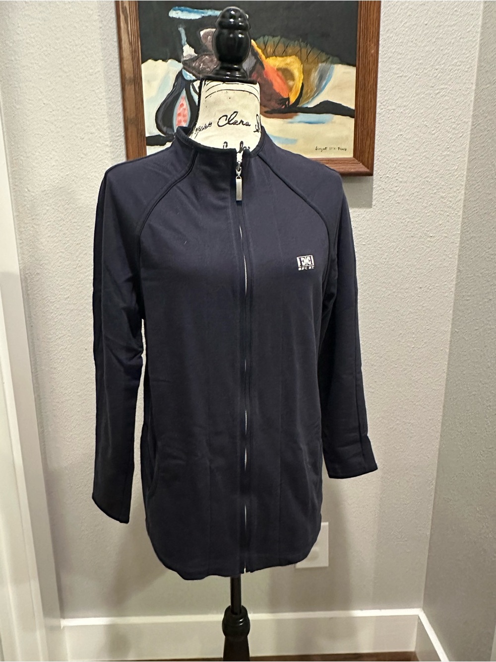 Escada Sport Navy Zip-Up Top with Branded Silver Pull